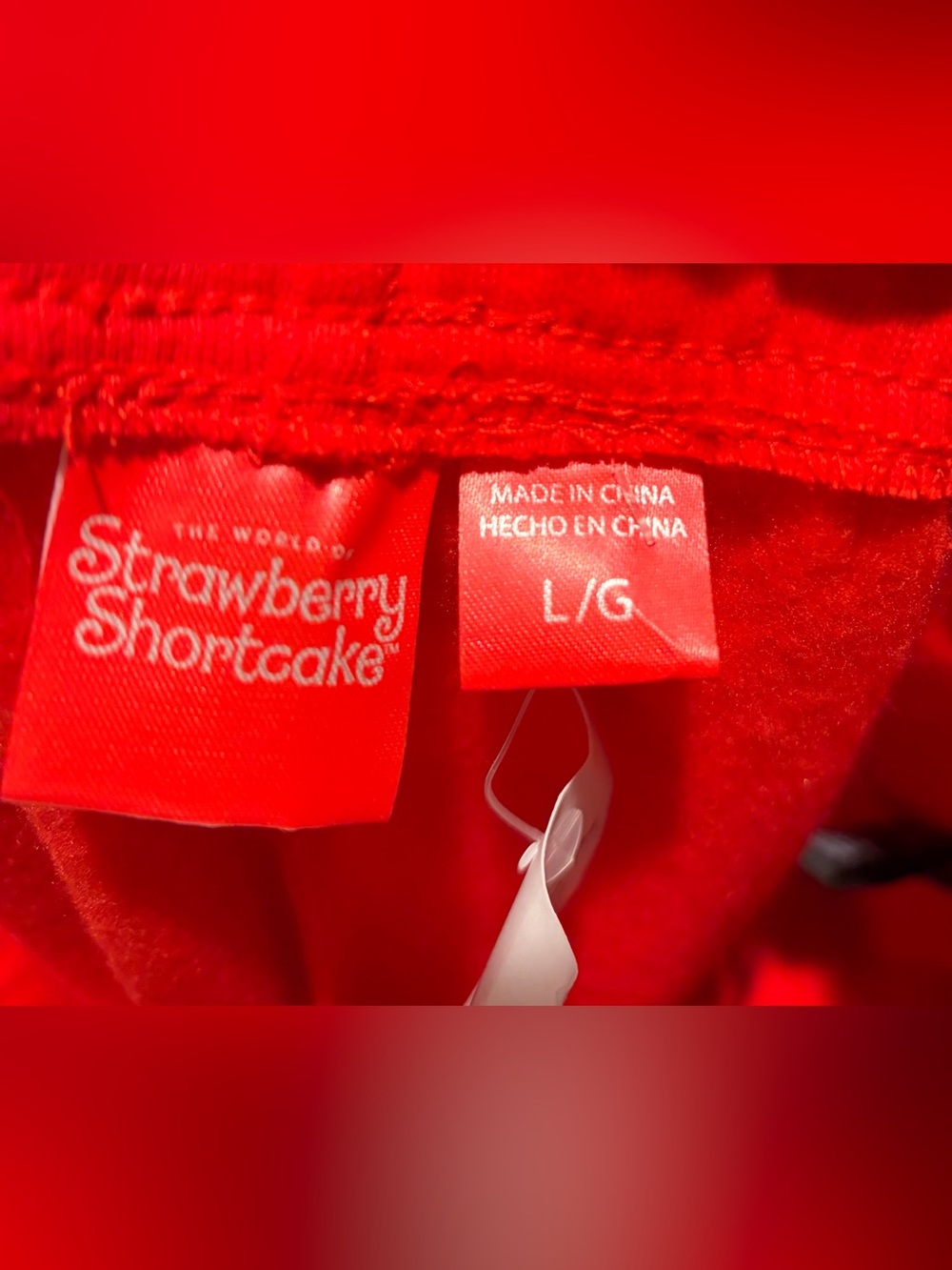 Red Sweatpants with Holiday Strawberry Shortcake & Snowflake Print - Large - Picture 5 of 7